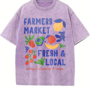 Stylish Retro Urban Vintage Washed T-Shirt in Purple