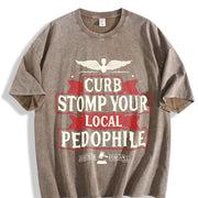 CURB STOMP P3do For Him For Her vintage washed oversized T-shirt in Brown