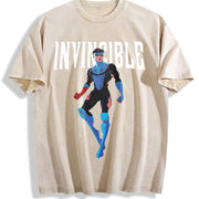 Black Invincible Mark Grayson Vintage Washed T-Shirt in Beige