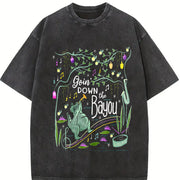 New Orleans Bayou Goin Down the Bayou Vintage Washed T-Shirt in Black