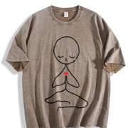 Autumn/Winter Stick Figure Meditating 1pc Winter Vintage Washed T-Shirt in Brown