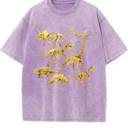Dinosaur Skeleton 90s Vintage Washed T-Shirt in Purple