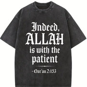 Qur’an 2:153 – Faith with Bold Patience Verse Christian vintage washed oversized T-shirt in Black