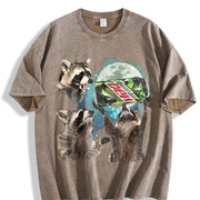 Three Raccoons Mountain Dew vintage washed oversized T-shirt in Brown