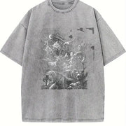 Wildlife Animals 90s Vintage Washed T-Shirt in Gray