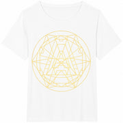 Geometric Wolf Mandala Cotton T-Shirt in White