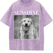 Custom Pet Photo Personalized Pet Vintage Washed T-Shirt in Purple