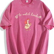 Off to Watch Baseball Goose Vintage Washed T-Shirt in Red