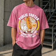 Public Tooter Inappropriate Embarrassing Adult Humor Vintage Washed T-Shirt in Red