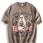 CATS Sofa Skull Cat 1pc Vintage Washed T-Shirt in Brown