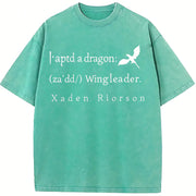 Xaddy Xaden Fourth Wing Iron Flame vintage washed oversized T-shirt in Blue