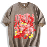 Crawfish Boil Vintage Washed T-Shirt in Brown