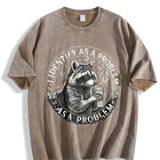 I Identify as a Problem Raccoon Vintage Washed T-Shirt in Brown