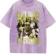 Shrek Carton Characters Vintage Washed T-Shirt in Purple