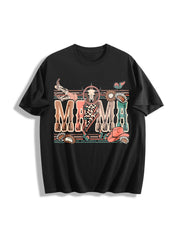 Western Mama Howdy Cowhide Cotton T-Shirt in Black
