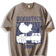 Woodstock 1969 in Polyester with Medium Stretch Animal vintage washed oversized T-shirt in Brown