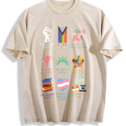 Big Fan of Human Rights vintage washed oversized T-shirt in Beige