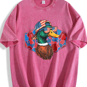Mallard Duck Flying Vintage Washed T-Shirt in Red