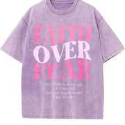 Faith Over Fear Urban for Lovers Vintage Washed T-Shirt in Purple