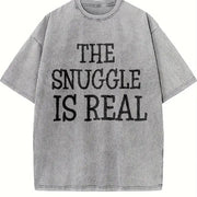 The Snuggle Is Real Vintage Washed T-Shirt in Gray