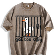 Retro Silly Goose 90s Vintage Washed T-Shirt in Brown