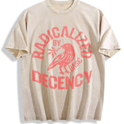 Radicalized by Basic Decency Bold Bird Vintage Washed T-Shirt in Beige