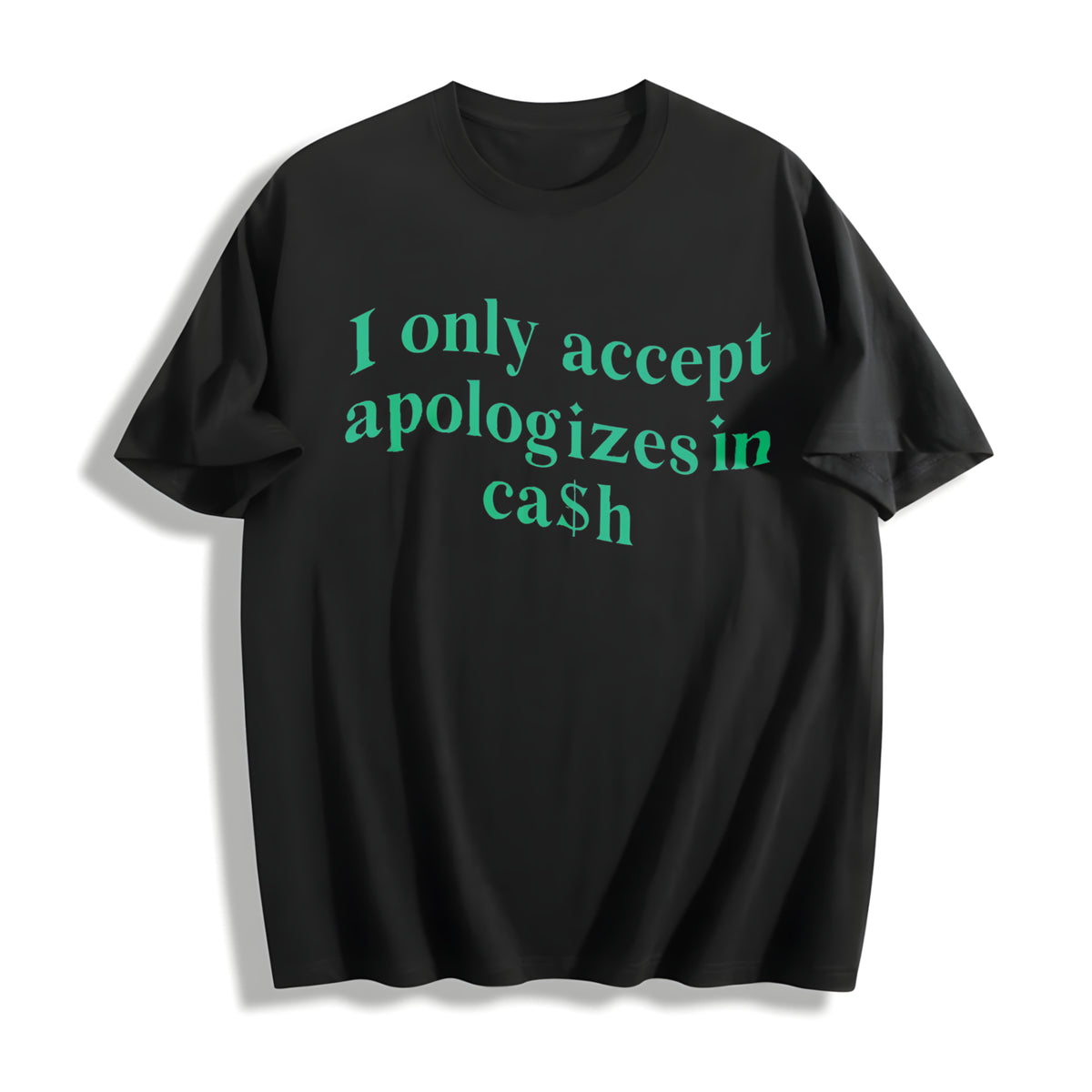Slogan Crop for Holiday Outdoor Cotton T-Shirt in Black