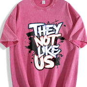 Fashionable Patterned Short-sleeve Vintage Washed T-Shirt in Red