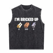 I'm Bricked Up Meme Vintage Washed Tank Top in Black