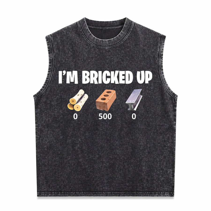 I'm Bricked Up Meme Vintage Washed Tank Top in Black