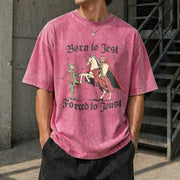 Born to Jest Forced to Joust Vintage Washed T-Shirt in Red