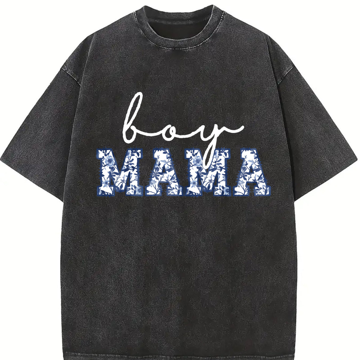 Toile Boy Mama New Mom Pregnancy Announcement Vintage Washed T-Shirt in Black