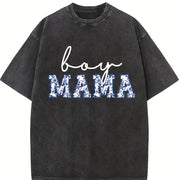 Toile Boy Mama New Mom Pregnancy Announcement Vintage Washed T-Shirt in Black