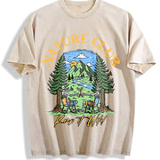 ZestLoop Batik Mountain & Nature Vintage Washed T-Shirt in Beige