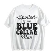 Spoiled by My Blue Cotton T-Shirt in White