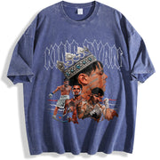 King Ryan Mexican Boxer World Champion Custom vintage washed oversized T-shirt in Blue