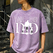 Dad a Son's First Hero a Daughter's First Love Vintage Washed T-Shirt in Purple