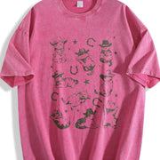 Cowboy Cats and Kittens Western Cowboy Vintage Washed T-Shirt in Red