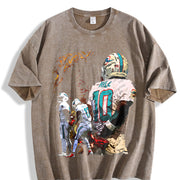Tyreek Hill Cheetah Football Hands Behind Back Celly TD vintage washed oversized T-shirt in Brown
