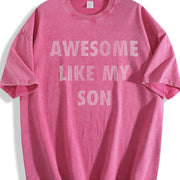 Awesome Like My Son Sarcastic Parent Novelty for Classic Vintage Washed T-Shirt in Red