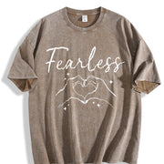 Fearless Hands Sign Vintage Washed T-Shirt in Brown