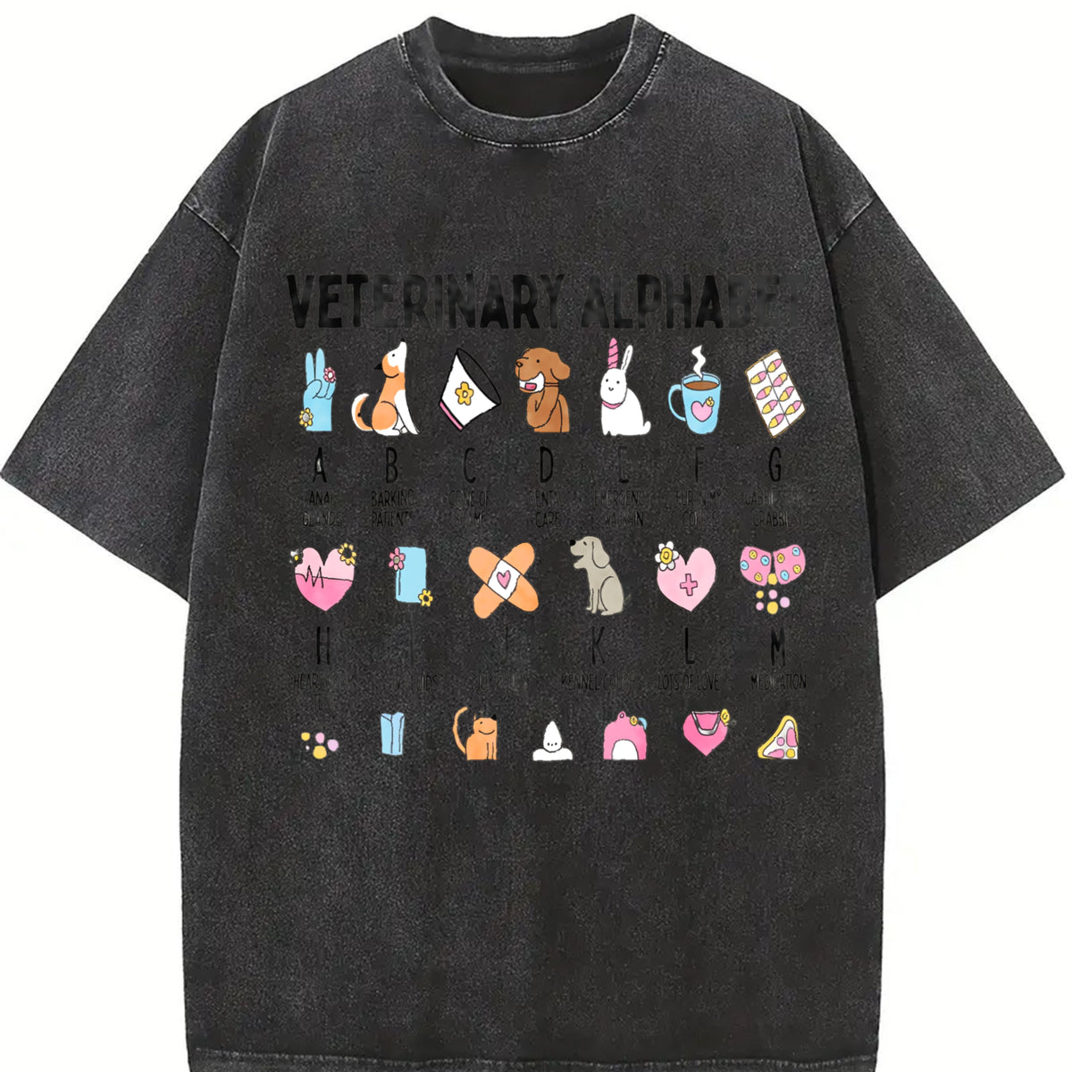 Veterinarian Veterinary Medicine Vintage Washed T-Shirt in Black