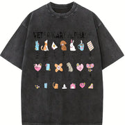 Veterinarian Veterinary Medicine Vintage Washed T-Shirt in Black