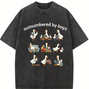 Boy Mom Goose Boy Mama Vintage Washed T-Shirt in Black