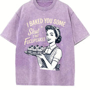 Retro Baking: Sarcastic Cupcake Vintage Washed T-Shirt in Purple