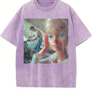 Glam Doll Selfie at the Doctor Vintage Washed T-Shirt in Purple