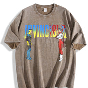 Retro Invincible Mark Grayson & Omni-man Battle Vintage Washed T-Shirt in Brown