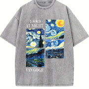 For Formal Urban Distressed Enthusiasts Vintage Washed T-Shirt in Gray