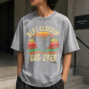 Best Cluckin Dad Ever Vintage Washed T-Shirt in Gray