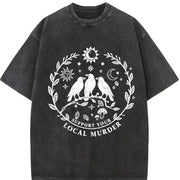 Support Your Local Murder for Crow Lovers Nature Lovers vintage washed oversized T-shirt in Black